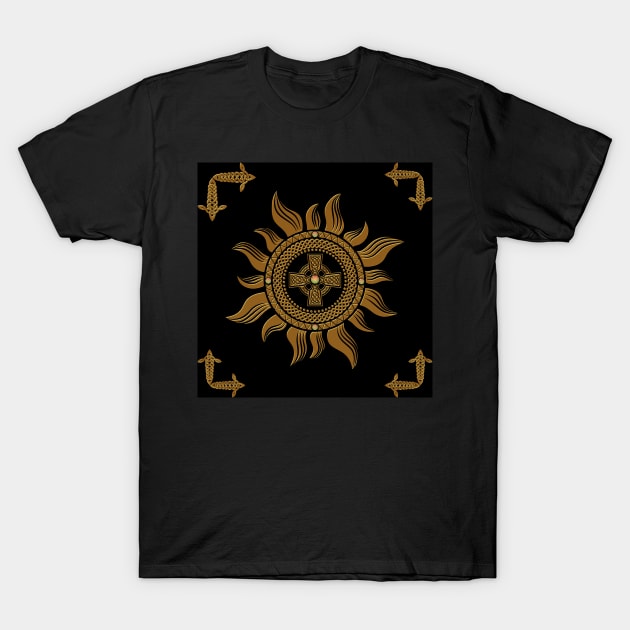 The golden celtic cross. T-Shirt by Nicky2342